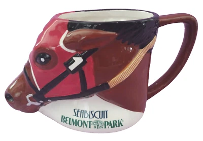 Сувенирная керамическая кружка с изображением головы лошади для скачек парка Бельмонт - Изображение 1 из 4