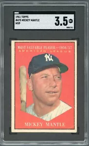 1961 Topps Mickey Mantle MVP #475 SGC 3,5 - Foto 1 di 2