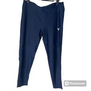 Under Armour Girls Project Rock Blue Cropped Leggings Size YXL Athletic Stretch - Picture 1 of 14