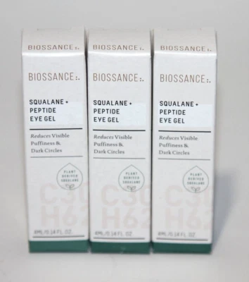 LOT (3) BIOSSANCE SQUALANE PEPTIDE EYE GEL TRAVEL 4 ML / 0.14 FL OZ NEW IN BOX - Image 1 of 2