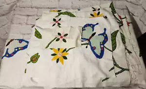 Mackenzie Childs Fabric Remnants Quilt Butterflies Flowers Embroidered 12 Pcs - Picture 1 of 9
