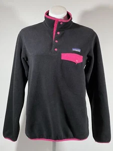 Patagonia Synchilla Fleecepullover Damen Small schwarz/pnk 1/4 Druckknopf Langarm Oberteil - Bild 1 von 24