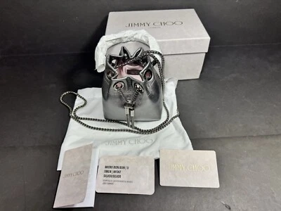Bolso Jimmy Choo Micro Bon Bon Plateado/Plateado Nuevo Con Etiquetas (Rv) Foto 1 de 4