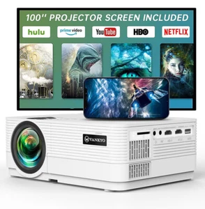 HD 1080P LCD Projector Movie Home Theater Cinema Projector HDMI 250" display - Picture 1 of 7