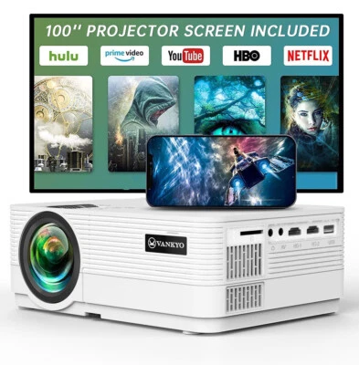 HD 1080P LCD Projector Movie Home Theater Cinema Projector HDMI 250" display - Image 1 of 4