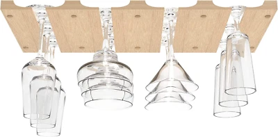 Wooden Wine Glass Holder for under Cabinet | under Shelf Kitchen Stemware Rack - Image 1 of 4