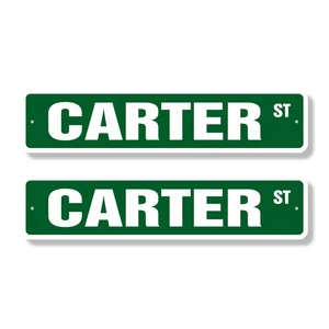 CARTER Street Sign (2 Pack) Childrens Name Room Metal Road Sign - Picture 1 of 7