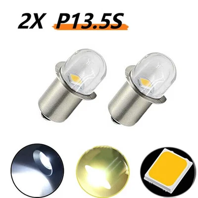 2pcs LED P13.5S Flashlight Bulb 3V 4.5V 6V 12V 18v 24 White Base Bulbs Torch LED - Image 1 of 4