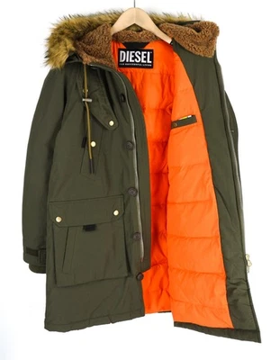 DIESEL W-Colby Mens Jacket S Green Parka Insulated Hooded Pockets RRP€395 * - Image 1 of 4