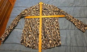 Robert Graham Womens Long Sleeve Blouse XL X Large Black Brown Animalish Print - Picture 1 of 8