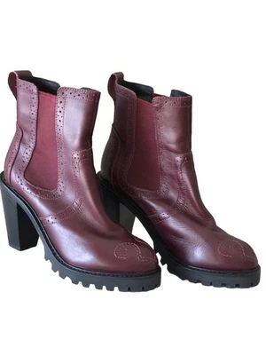 Женские кожаные бордовые ботильоны Kelsi Dagger Brooklyn размер 6 коренастый каблук б/у в отличном состоянии - Изображение 1 из 4