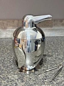 Pinguin Cocktail Edelstahl Eiskübel, 9" hoch mit Zange - Shinny Silver - NEU - Bild 1 von 17