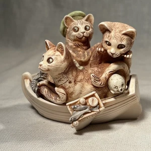 Harmony Kingdom 2003 Lawrence Ahoy - Signed DL Cats in Boat Rare Design - Picture 1 of 13