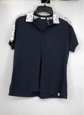 Lady Hagen Womens Navy Blue White Colorblock Short Sleeve Polo Shirt Size 2XL - Image 1 of 4