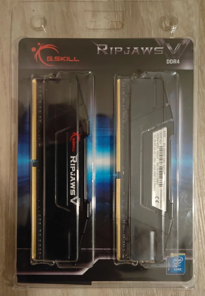 G.Skill RipJaws V Series DDR4 4000 32GB 16GBx2 CL18-22-22-42 1.40V Intel XMP 2.0 - Image 1 of 1