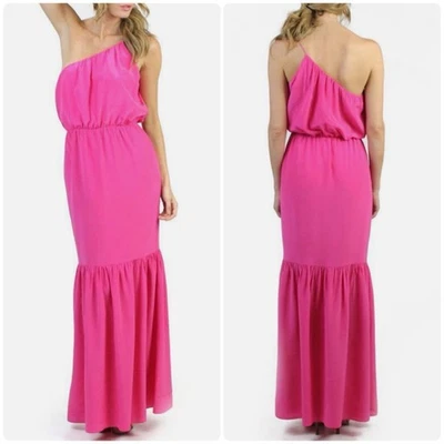 Vestido Halston Heritage Para Mujer 2 Rosa Un Hombro Sin Mangas Maxi Formal $495 Foto 1 de 4