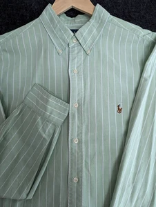 VTG Polo Ralph Lauren Shirt Men SZ 17 2XL XXL University Striped Oxford OCBD IVY - Picture 1 of 13