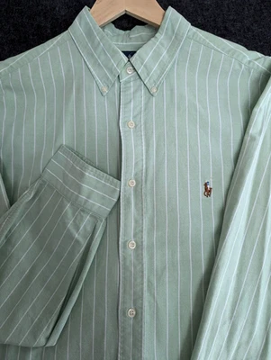 VTG Polo Ralph Lauren Shirt Men SZ 17 2XL XXL University Striped Oxford OCBD IVY - Image 1 of 4