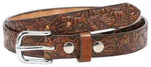 BELT 1" AMISH HAND-CRAFTED EMBOSSED 10oz ENGLISH BRIDLE LEATHER 5 STYLES YOUTH - Picture 1 of 7