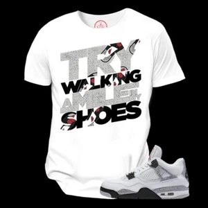 Jordan 4 White Cement 2025 Custom Unisex T-Shirt Match Sneaker - Picture 1 of 2