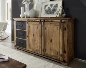 Sideboard Anrichte Massivholz 150x90cm Mango Holz massiv & Eisen NEU OVP!!! - Bild 1 von 6