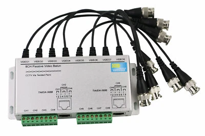 8-Channel UTP RJ45 Passive Video Balun Transceiver For CCTV Camera BNC Male 8CH - Image 1 of 4