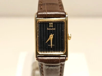 VINTAGE LUXURY TANK SMALL 14mm JAPAN GOLD PLATED LADIES QUARTZ WATCH "ACCURIST" - Image 1 of 4