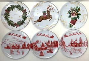 PLATOS DE MELAMINA Navidad Pequeño Aperitivo Platos Snack Lote de 6 2 Estilos 6.25" D - Imagen 1 de 12