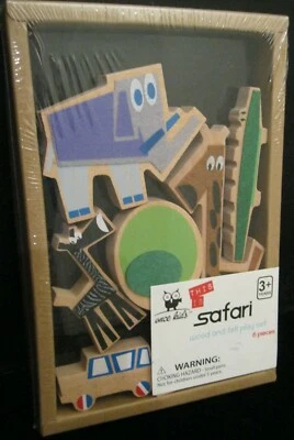 ONCE KIDS SAFARI WOOD AND FELT PLAY SET 6 PIECE FOR AGES 3 & UP BRAND NEW SEALED - Image 1 of 3