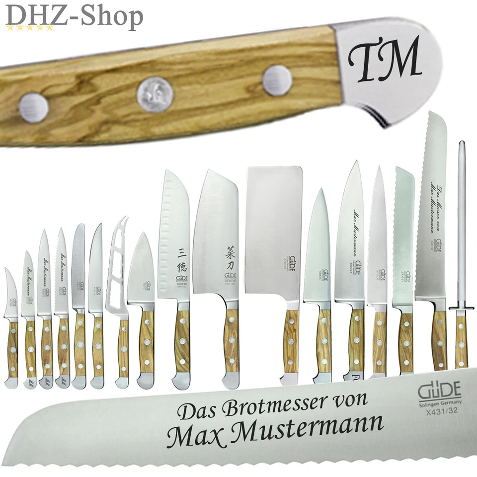 Güde Solingen Brotmesser Kochmesser Tomatenmesser Schälmesser OLIVE Gravur - Bild 1 von 1
