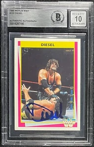 DIESEL KEVIN NASH SIGNED WWF 1995 MERLIN #102 BECKETT AUTO GRADE 10 180 - Picture 1 of 2