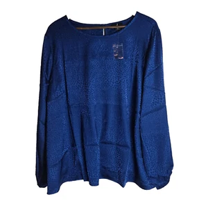 NWOT Jason Wu Blue Animal Print Satin Blouse Womens 3X - Picture 1 of 6