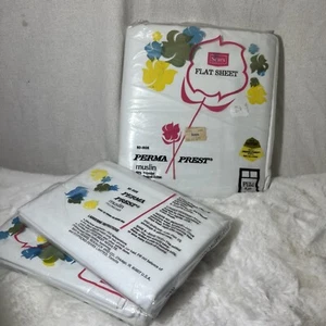 NEW old stock Full Flat Sheet SEARS Solid White Perma-Prest Muslin Sheet /pillow - Picture 1 of 2