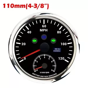 W PRO 110mm GPS Speedometer Tachometer 120 MPH Turn Signal High Beam Waterproof - Picture 1 of 10