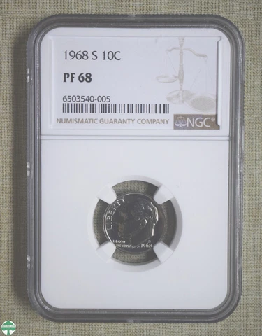 1968-S ROOSEVELT DIME - NGC CERTIFIED - PF 68 Cover