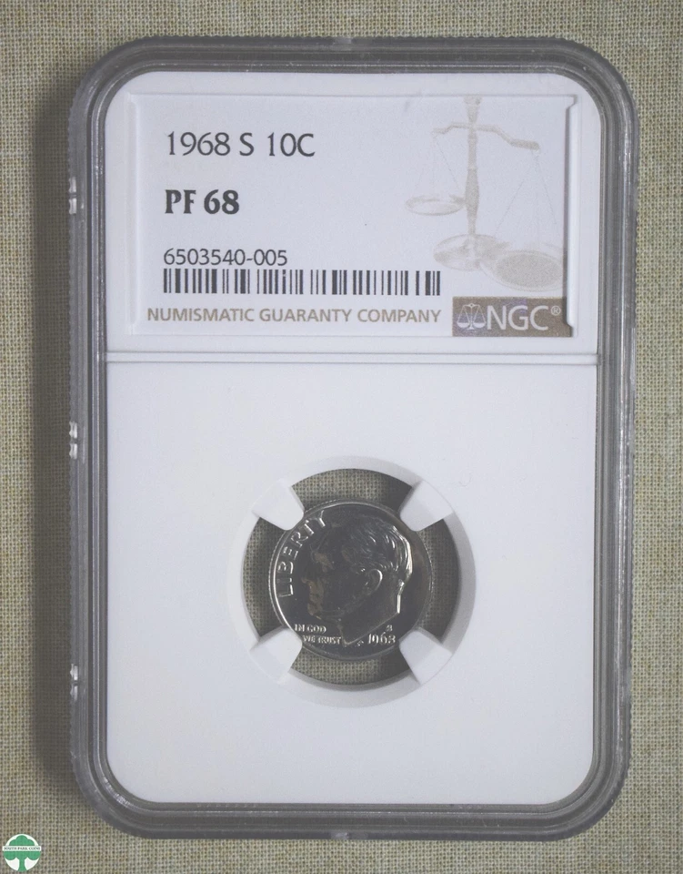 1968-S ROOSEVELT DIME - NGC CERTIFIED - PF 68 - Image 1 of 2