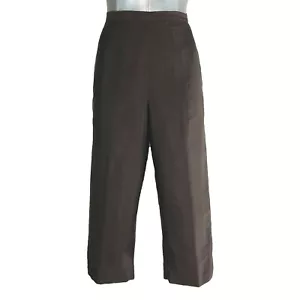 Coldwater Creek Pants 12 Petite Silk Brown Crop High Waist Lined Dressy Career - Picture 1 of 4