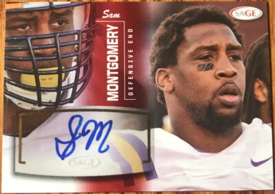 2013 SAGE Autographs Red Sam Montgomery #64 LSU Tigers - Image 1 of 2