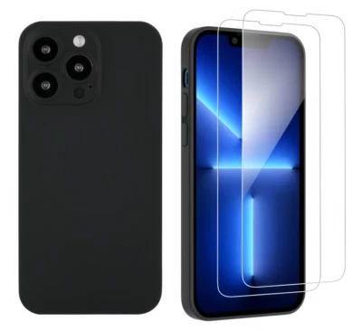 HQSELECTION Coque Noir iPhone 6 6S 7 8 X XS MAX XR 11 12 Pro 13 pro + film Verre trempé