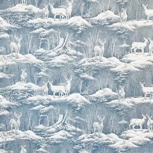 Snowy Scenic CP34337 Concord Prints Fabric BY THE YARD 100% Cotton, Deer Forest - Picture 1 of 9