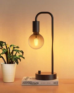 Industrial Small Table Lamp For Bedroom, Fully Dimmable Modern Beside Lamps With - Picture 1 of 6