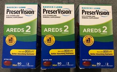 Nuevo Lote de 3 Vitaminas para Ojos PreserVision AREDS 270 Geles Blandos 90 x 3 EXP 6/2026+ Foto 1 de 3