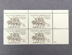 Francobollo Stati Uniti Scott #1934 Placca Blocco di 4 - 18c Statua Remington MNH NH OG - Foto 1 di 5