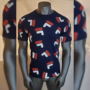 FILA AUTHENTIC TSHIRT HERREN RUNDHALS KURZARM ALL OVER PRINT GR. S NAVY - Bild 1 von 7