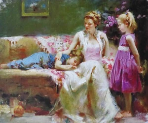 PINO Daeni A Time to Remember HAND EMBELLISHED SIGNED Canvas Mother & Child COA - Picture 1 of 6