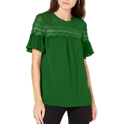 MICHAEL KORS NUOVA camicia blusa donna orlo pizzo top TEDO