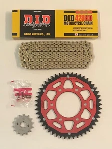 DID Gold Schwerlastkette vorne & rot hinten Kettenrad Kit Yamaha MT-125 YZF-R125 - Bild 1 von 2