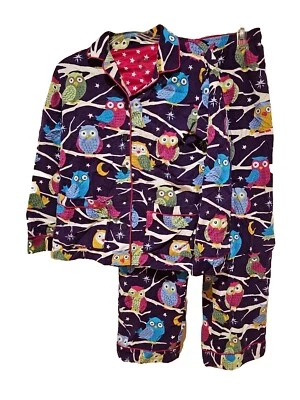 Conjunto de pijama Nick & Nora Purple Owls de franela de algodón salón brillante para mujer pequeño Foto 1 de 4
