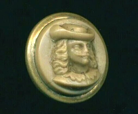 Gov Winthrop Cavalier Soldier…Caramel Glass Waistcoat Button….Finer Detail Cover