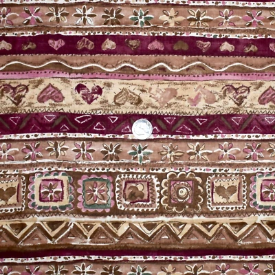 Vintage Country Charm Rosa y Marrón Corazón Estampado Floral Tela 68" (1.89yd) x 44"w Foto 1 de 4